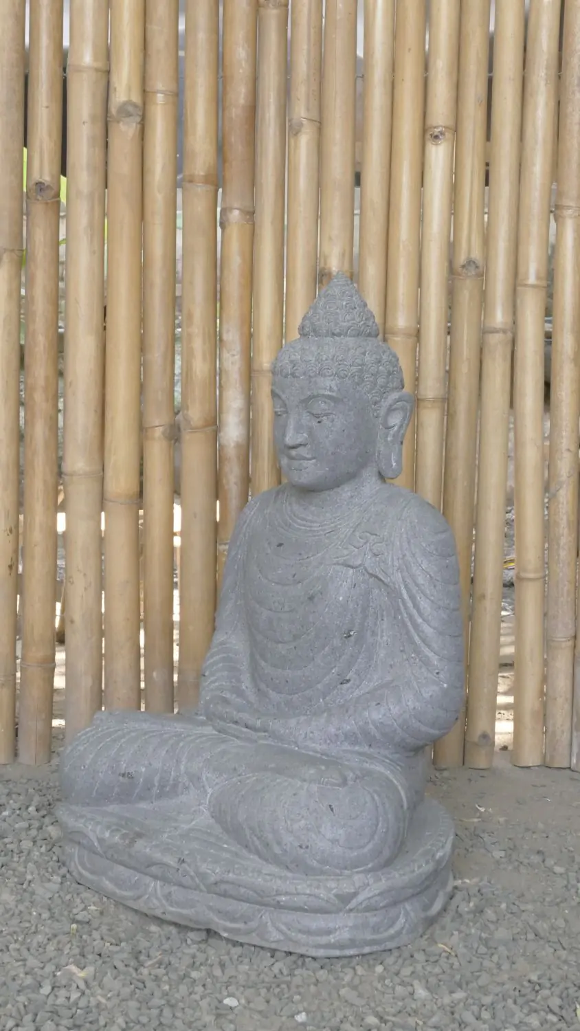  Product image 4 of the product “Seated Buddha made of Riverstone in Dhyana position - gesture of meditation, 63cm height, natural ”